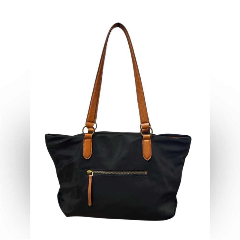 Margot New York Nylon Tote Bag with Tan Straps - Picture 3 of 11